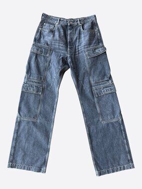 Rick Owens Washed Grey Double Cargo Jeans